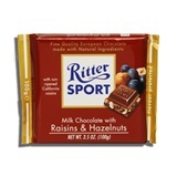 RITTER, MILK CHOCOLATE WITH RAISINS & HAZELNUTS