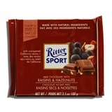 RITTER, MILK CHOCOLATE WITH RAISINS & HAZELNUTS