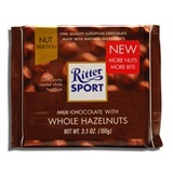 RITTER, MILK CHOCOLATE WITH WHOLE HAZELNUTS